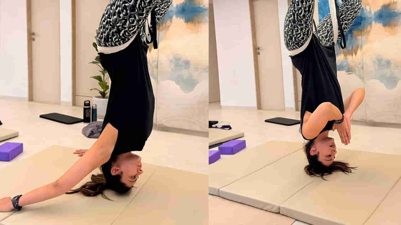 బాబోయ్.. ఈ ఆసనాలేంటమ్మా.. తలకిందులుగా వేలాడుతున్న హీరోయిన్.. ఒకప్పుడు తెలుగులో తోపు..