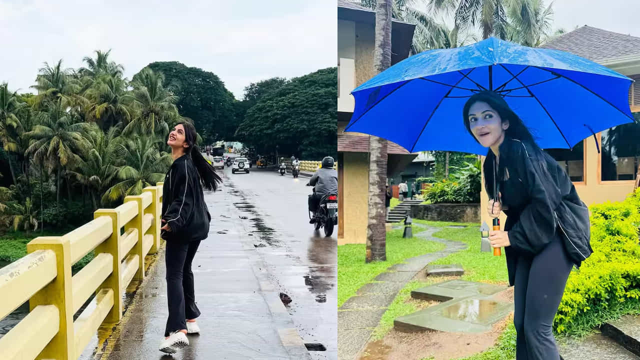ప్రస్తుతం తెలుగు రాష్ట్రాల్లో ఎడతెరిపి లేకుండా వర్షాలు కురుస్తున్నాయి. కొన్ని ప్రాంతాల్లో చిన్న చిన్న చిరుజల్లులు కురిస్తే మరికొన్ని ప్రాంతాల్లో భారీ వర్షాలు కురుస్తున్నాయి. అయితే ఈ వర్షపు చినుకుల్లో అందాల ముద్దుగుమ్మ శ్రీలీల తెగ ఎంజాయ్ చేస్తుంది. తన క్యూట్ క్యూట్ ఎక్స్ ప్రెషన్స్తో ఆకట్టుకుంటుంది.
