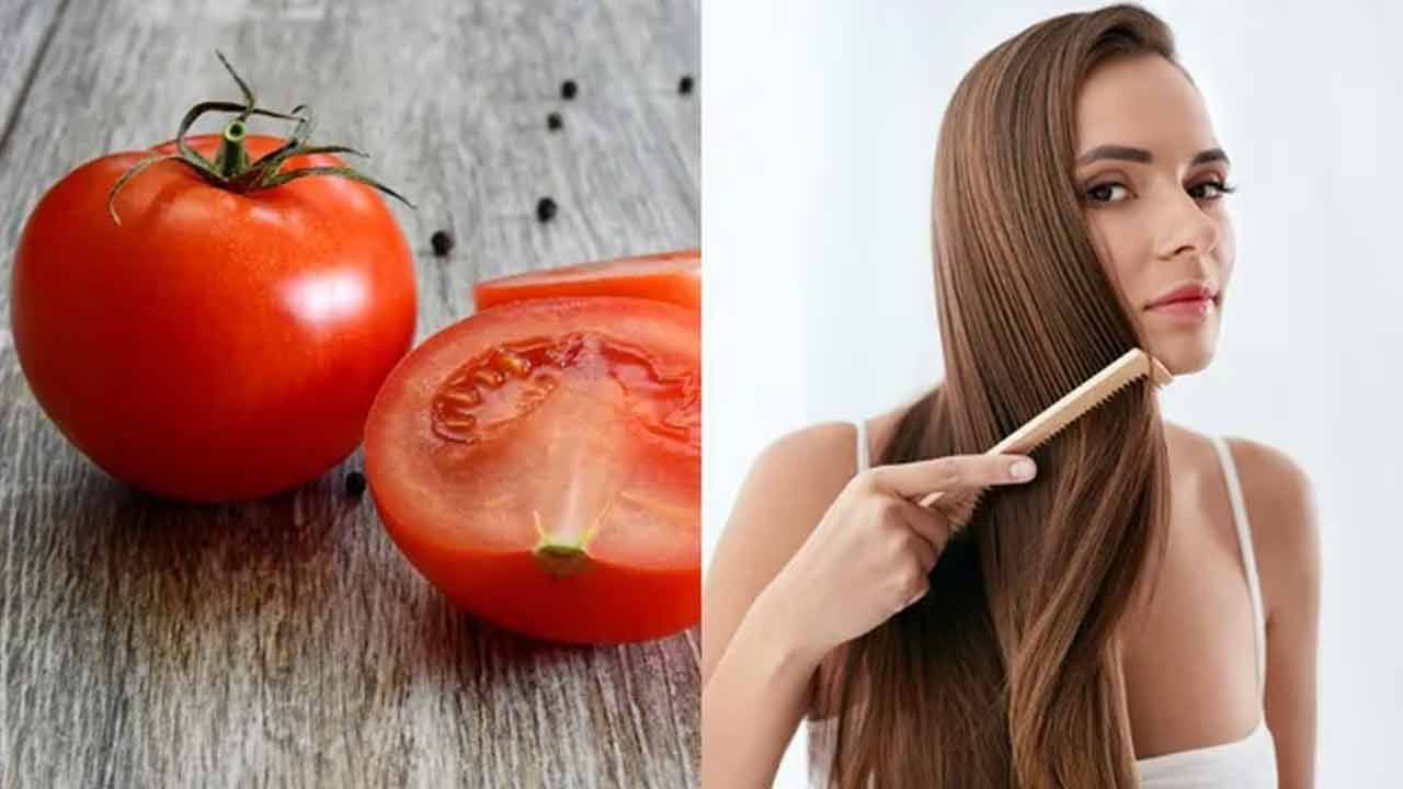 అలాగే టమాటాలో విటమిన్ ఏ అధికంగా ఉంటుంది. ఇది సెబమ్ ఉత్పత్తిని ప్రేరేపిస్తుంది. ఇది ఆరోగ్యకరంగా జుట్టు పెరిగేలా చేస్తుంది. అలాగే టమాటా లో ఉండే బయోటిన్, జింక్ వంటివి జుట్టు బలాన్ని మెరుగుపరుస్తాయి. ఇవి జుట్టు పలుచబడకుండా తిరిగి పెరిగేలా చేస్తాయి. 