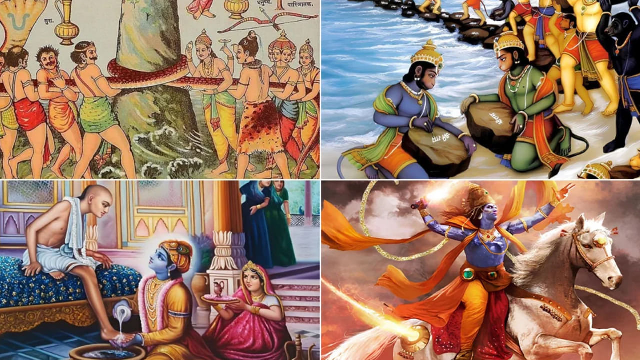 హిందూ విశ్వోద్భవ శాస్త్రం "దైవిక సంవత్సరాలు" ను ఉపయోగిస్తుంది. 1 దైవిక సంవత్సరం 360 మానవ సంవత్సరాలకు సమానం. సృష్టికర్త దేవుడు బ్రహ్మకు ఒక రోజుతో సమానమైన పెద్ద విశ్వ చక్రం, 1,000 మహాయుగాలతో కూడి ఉంటుంది. కల్పంలోని ఒక కాలం అంటే 71 మహాయుగాలను మనువు (మానవజాతి మూలపురుషుడు) పాలించాడు. ప్రతి మహాయుగం నాలుగు యుగాలతో కూడి ఉంటుంది. ప్రతి యుగం క్రమంగా తగ్గుతూ వస్తుంది. ఇందులో  నైతికత, ఆధ్యాత్మిక అవగాహనలో క్షీణతతో ఉంటుంది.