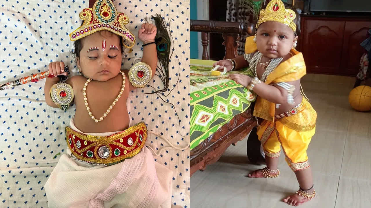మీ పిల్లలను పాఠశాలలో అందరికంటే అందమైన కృష్ణుడిలా తయారు చేయాలి అనుకుంటున్నారా? అందుకోసం క్లాసిక్ పసుపు ధోతి, నెమలి కిరీటం, ముత్యాల హారము, మెడ చుట్టూ చిన్న పూసల దండ, తలపై తేలికపాటి కిరీటం, చేతిలో ఫ్లూట్, నడుము కట్టు అలాగే నోటిపై కొద్దిగా వెన్నె రాస్తే చాలు చాలా అందంగా కనిపిస్తారు.