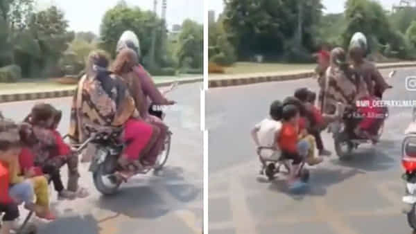 Watch: ఇతనో బాహుబలి..! ఒకే బైక్పై డజన్ మందిని తీసుకెళ్తూ రోడ్డుపై హల్చల్...