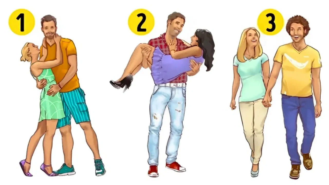 ఈ వ్యక్తిత్వ పరీక్షలో  పై చిత్రంలో మీరు ఎంచుకునే జంటను బట్టీ, మరీు చాలా మాట్లాడే వారా? లేదా మీరు సౌమ్యులా? అందరితో కలిసిపోయే వ్యక్తులా? చాలా కఠినంగా మాట్లాడే వ్యక్తులా?  ఇలా మీ స్వభావం, వ్యక్తిత్వం గురించి సులభంగా తెలుసుకోవచ్చునంట.  అంతే కాకుండా మీ రహస్య ప్రేమ జీవితం గురించి ఈ చిత్రం మీకు తెలియజేస్తుందంట. 