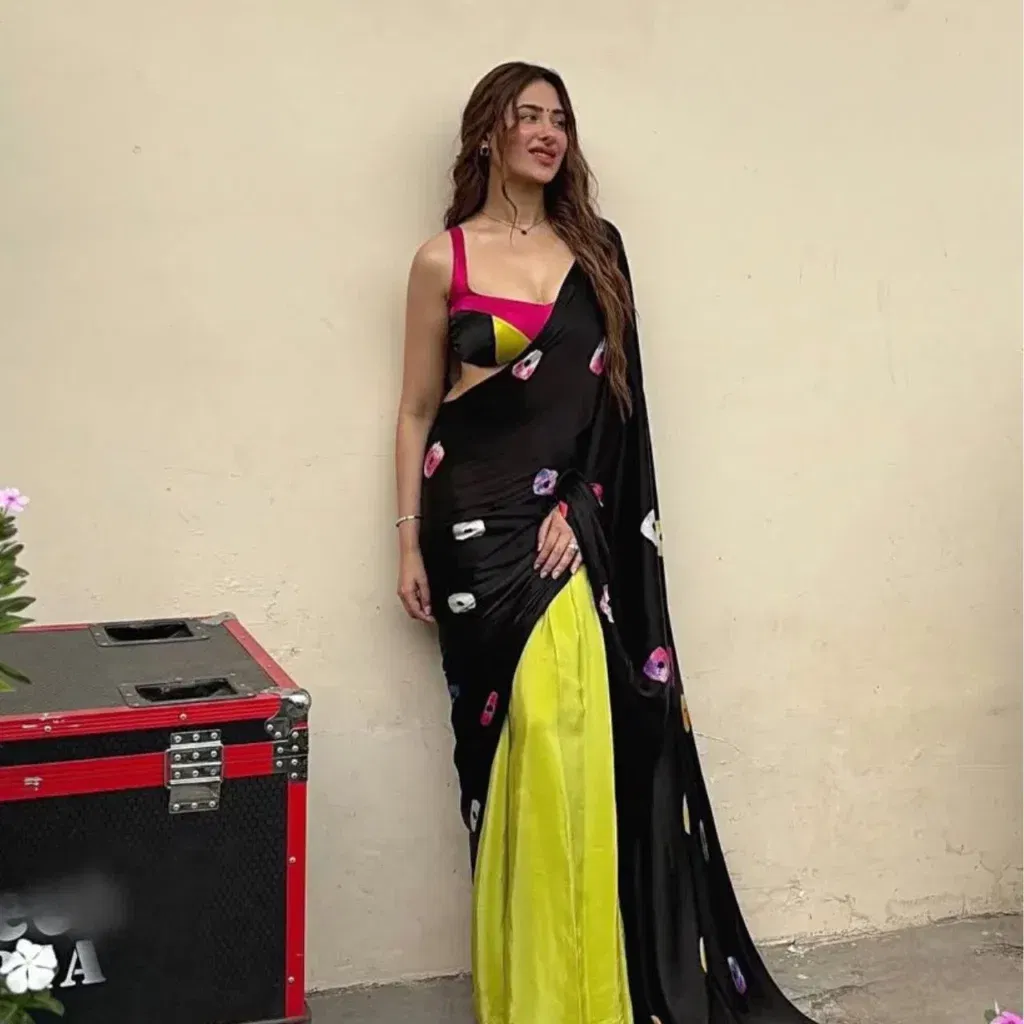 Mahira Black Saree Look