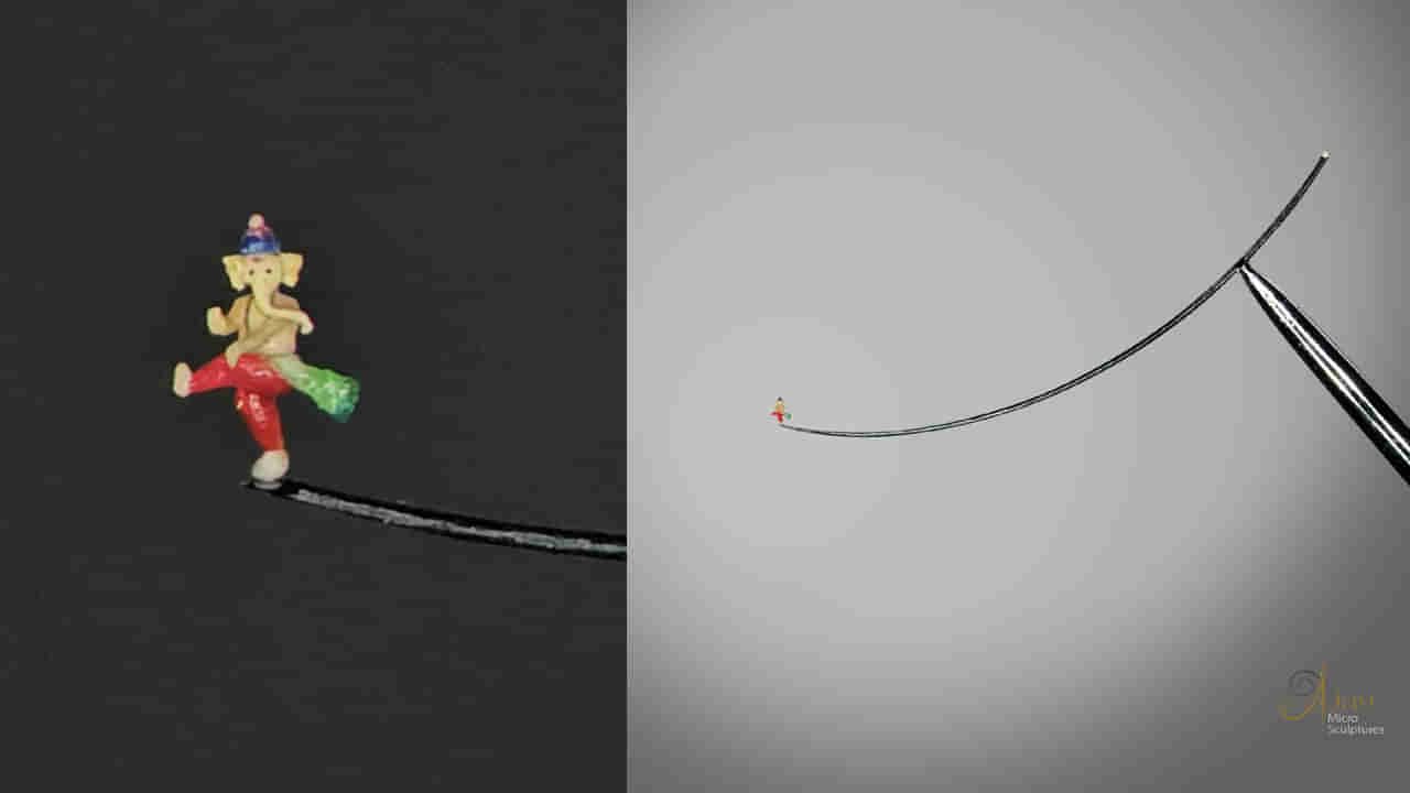 Telangana: వారెవ్వా.. కనురెప్ప వెంట్రుకపై గణపతి.. వరంగల్ మైక్రో ఆర్టిస్ట్ అద్భుత కళాఖండం..