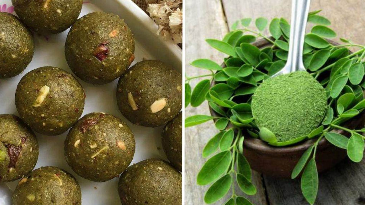 లడ్డూలు తయారు చేయడానికి, శనగపిండిని పాన్ లో వేసి బంగారు గోధుమ రంగు వచ్చేవరకు వేయించి, వేడిచేసిన నెయ్యి వేసి బాగా కలపండి.
నెయ్యి, శనగపిండి బాగా కలిపిన తర్వాత, దానికి మునగ పొడి వేసి, నాలుగైదు నిమిషాల పాటు లో ఫ్లేమ్‌లో వెయించండి.
