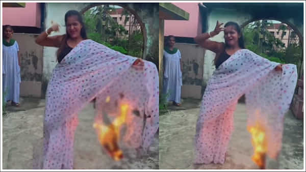 Viral Video: ఇదేం పోయే కాలం.. ఇలాంటి వాళ్లను ఏమనాలి బ్రో.. రీల్ కోసం చీరకే నిప్పటించుకుంది