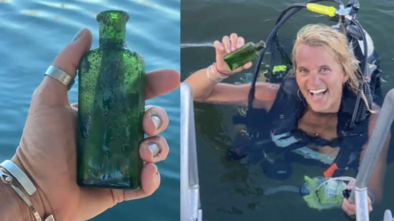 Viral: నదిలో స్కూబా డైవింగ్ చేస్తుండగా మహిళకు కనిపించిన 100 ఏళ్ల నాటి సీసా.. దాని లోపల