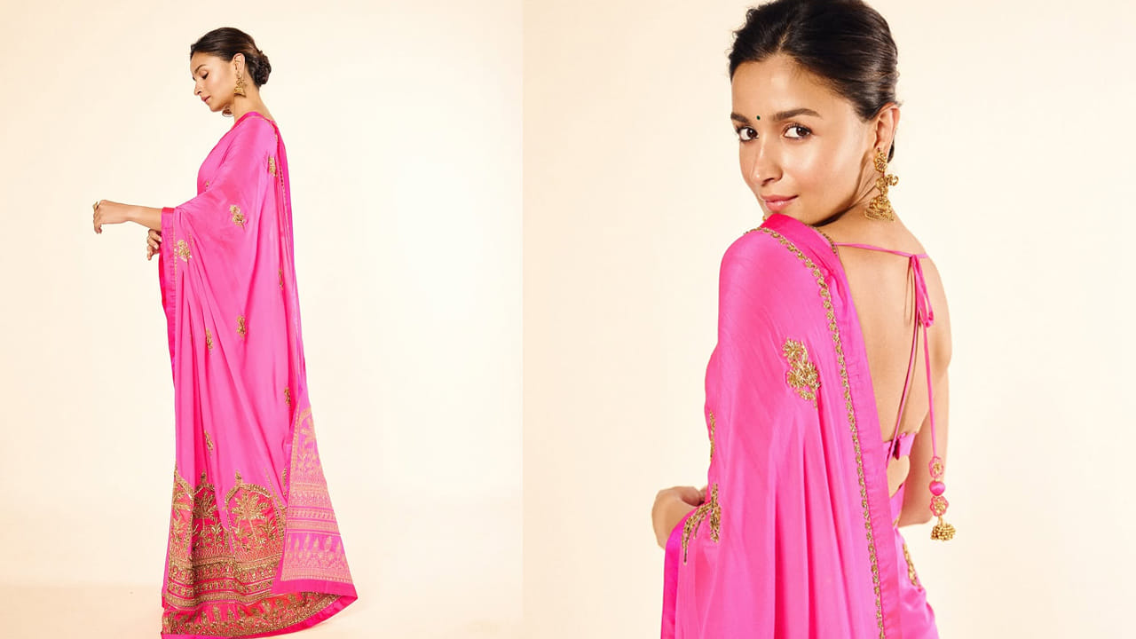 అందాల చిన్నది ఆలియా భట్ గురించి ఎంత చెప్పినా తక్కువే. తన అంద చందాలతో ఎప్పుడూ కుర్రకారును ఆకట్టుకునే ఈ బ్యూటీ, తాజాగా పింక్ కలర్ చీరలో అందాలను ఆరబోస్తూ, క్యూట్ స్మైల్‌తో ప్రతి ఒక్కరినీ తన వైపుకు లాక్కుంది. చిన్న స్మైల్‌తో అందరినీ అట్రాక్ట్ చేసుకుంది.