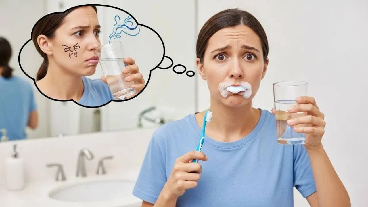 చాలా మందికి ఉదయం నిద్రలేచిన వెంటనే నీళ్లు తాగడం,రాత్రి పడుకునే ముందు పళ్ళు తోముకోవడం అలవాటు. కానీ బ్రష్‌ చేసిన వెంటనే నీరు తాగకూడదని ఇంట్లో పెద్దొళ్లు చెబుతుంటారు. కానీ దీని వెనుక కారణం ఏమిటి? అని మీరెప్పుడైనా ఆలోచించారా? నిజానికి.. బ్రష్ చేసిన తర్వాత టూత్‌పేస్ట్ నుండి వచ్చే ఫ్లోరైడ్ పలుచని పొర మన దంతాలపై పేరుకుపోతుంది. ఈ పొర బ్యాక్టీరియాతో పోరాడుతుంది. ఎనామిల్‌ను బలపరుస్తుంది.