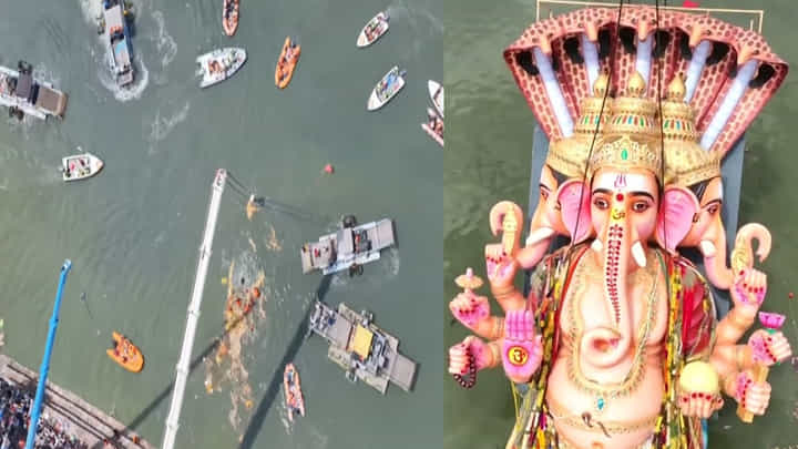 Khairatabad Ganesh Nimajjanam: మహా గణపతి నిమజ్జనం చూస్తే గూస్ బంప్స్ పక్కా.. Khairatabad Ganesh Nimajjanam: మహా గణపతి నిమజ్జనం చూస్తే గూస్ బంప్స్ పక్కా..