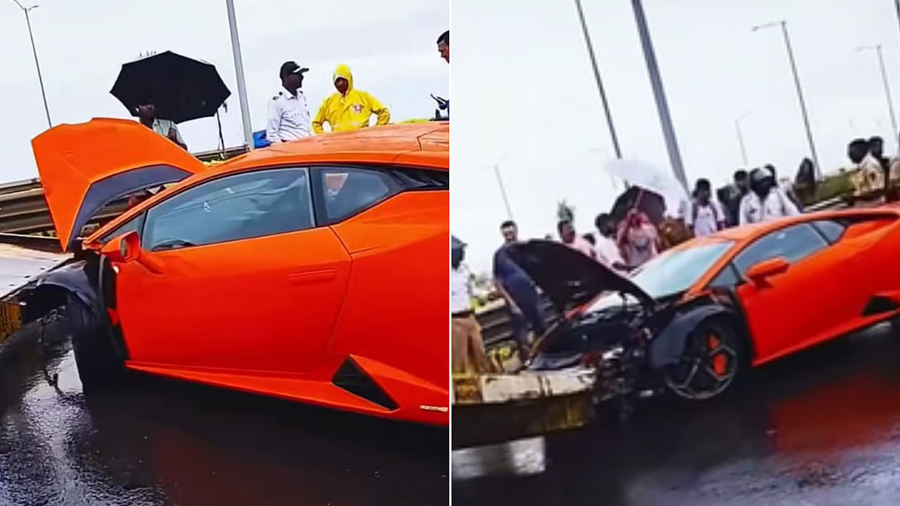 Video: కళ్లు తిరిగే వేగంతో దూసుకొచ్చిన లంబోర్గిని.. డివైడర్ను ఢీ కొట్టింది.. వామ్మో..