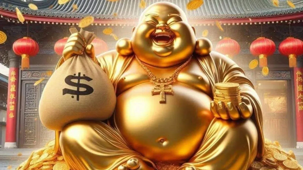 లాఫింగ్ బుద్ధ ఒక చేతిలో డబ్బుల సంచిని.. మరొక చేతిలో డబ్బులను పట్టుకున్నట్లు ఉంటే.. ఇది శ్రేయస్సు , ఆనందానికి చిహ్నం. ఈ విగ్రహాన్ని దుకాణం లేదా కార్యాలయం ప్రధాన ద్వారం దగ్గర ఉంచడం వల్ల సంపద పెరుగుతుందని  మత విశ్వాసం.  బ్యాగ్ తో ఉన్న లాఫింగ్ బుద్ధుడిని పెట్టడం వలన ఇంట్లో ఆర్థిక ప్రయోజనాలు లభిస్తాయని నమ్ముతారు.
