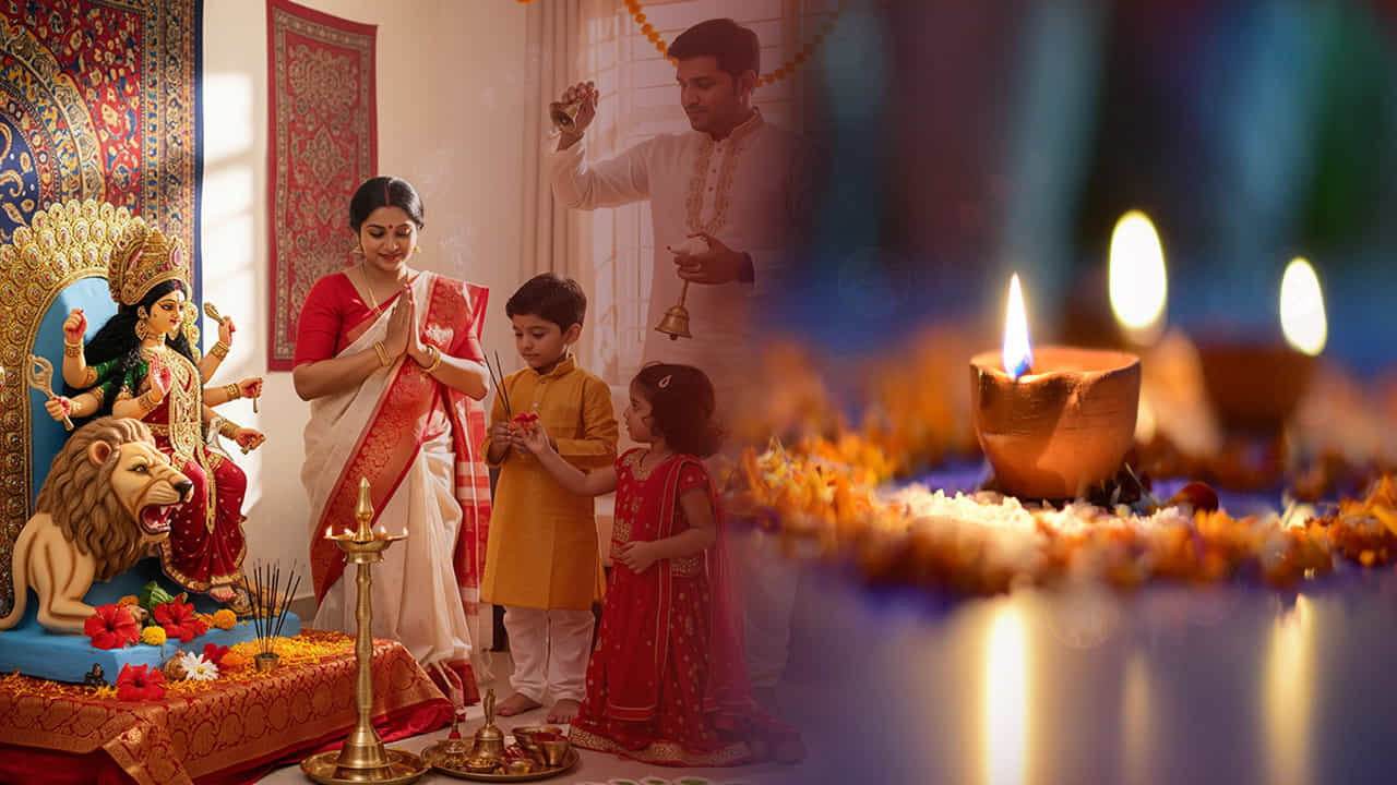 శారదీయ నవరాత్రి పండుగ చాలా పవిత్రమైనదిగా పరిగణించబడుతుంది. ఇది తొమ్మిది రోజుల పాటు కొనసాగే దుర్గాదేవికి అంకితం చేయబడిన పండగ. ఈ సమయంలో భక్తులు దుర్గాదేవిని పూజిస్తారు. అదే సమయంలో ఈ తొమ్మిది రోజులు దీపం వెలిగించడం చాలా ముఖ్యమైన, పవిత్రమైన ఆచారంగా పరిగణించబడుతుంది. ఇది ఒక వ్యక్తి జీవితంలోని చీకటిని తొలగిస్తుందని చెబుతారు. దీనితో పాటు జీవితంలోకి శుభం కలుగుతుందని విశ్వాసం. నవరాత్రులలో ఏ ప్రదేశాలలో దీపం వెలిగించాలంటే