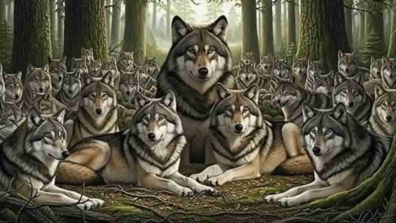 Optical Illusion: తోడేళ్ళ గుంపులో దాగున్న సాలీడు.. ఐదు సెకన్లలో గుర్తిస్తే మీరు తోపు..