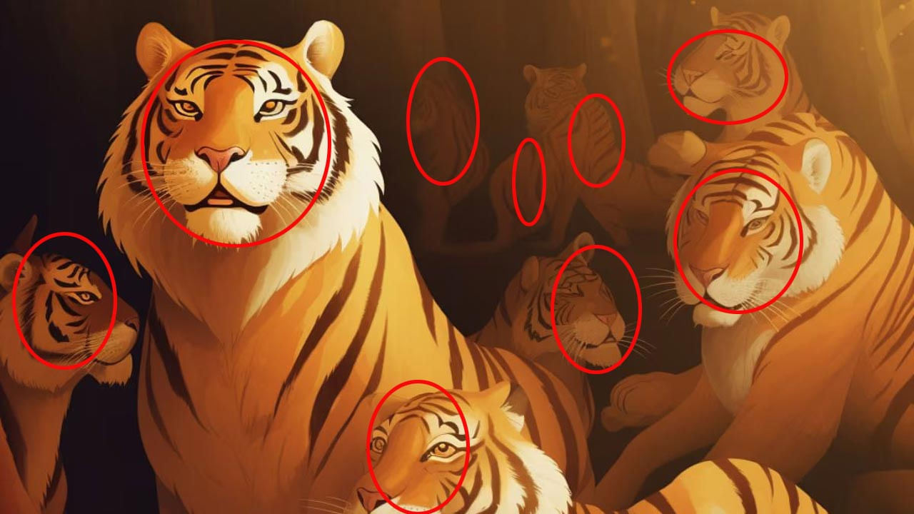 ఏమైంది? మీకు ఇచ్చిన సమయంలో ఫొటోలోని పులులను గుర్తించగలిగారా? ఆల్యం అవుతుందా? టెన్షన్‌గా ఫీల్ అవుతున్నారా? పర్వాలేదు లేండి, మీ కోసం ఇప్పుడు మనం సమాధానం చూసేద్దాం. దీంతో మీరు సరైన విధంగానే దీనిని పరిష్కరించారో, లేదో తెలుసుస్తుంది.పై ఫొటోలో మొత్తం 9 పులులు ఉన్నాయి. మీకు డౌట్ ఉంటే పై ఫొటోను గమనించండి. సమాధానం మీకే తెలుస్తుంది.