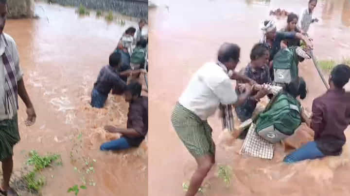 Srikakulam: ఉదృతంగా ప్రవహిస్తున్న వాగులో తాడు సాయంతో ప్రమాదం అంచున విద్యార్థినిల ప్రయాణం Srikakulam: ఉదృతంగా ప్రవహిస్తున్న వాగులో తాడు సాయంతో ప్రమాదం అంచున విద్యార్థినిల ప్రయాణం