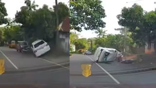 కొత్త కారుతో నిమ్మకాయల్ని తొక్కించబోయి.. ఘోర ప్రమాదం వీడియో