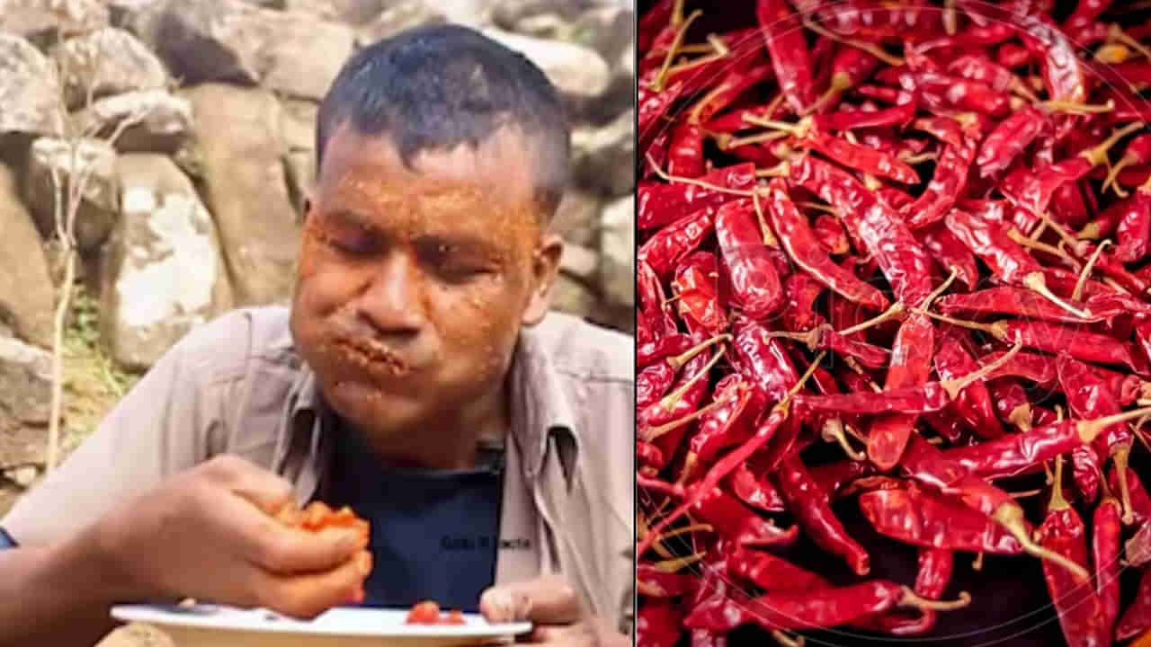 నువ్వు దేవుడు సామీ..! బ్రేక్‌ఫాస్ట్‌లో 10కిలోల మిరపకాయలు, ఎర్రటి కారం పొడితో స్నానం.. షాకింగ్‌ వీడియో చూస్తే..