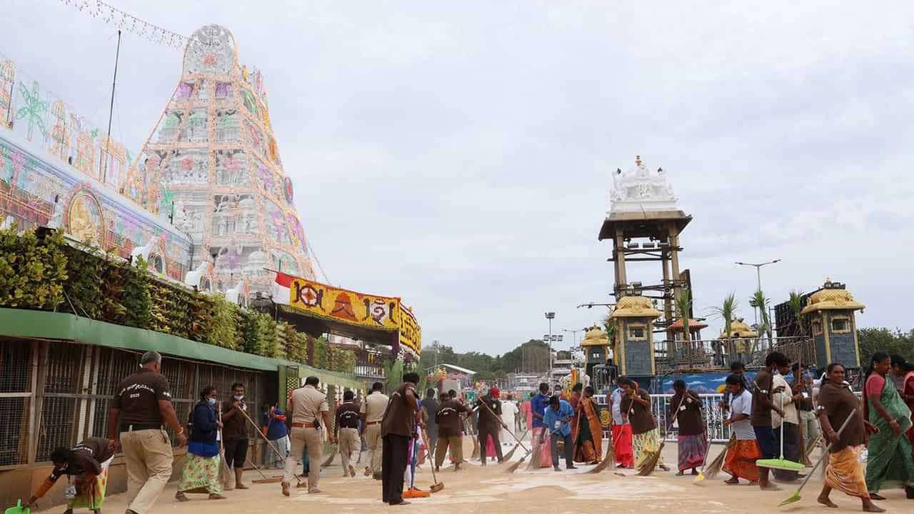 బ్రహ్మోత్సవాలలో ఎనిమిదో రోజున ఉభయ దేవేరులతో మలయప్పస్వామిని మహోన్నత రథంపై అధిష్ఠింపజేసి ఆలయ వీధులలో విహరింపజేశారు. శ్రీవారికి భక్తులు అడుగడుగునా నీరాజనాలు సమర్పించారు. గోవిందనామస్మరణతో ఆలయ మాడవీధులు మారుమోగాయి.