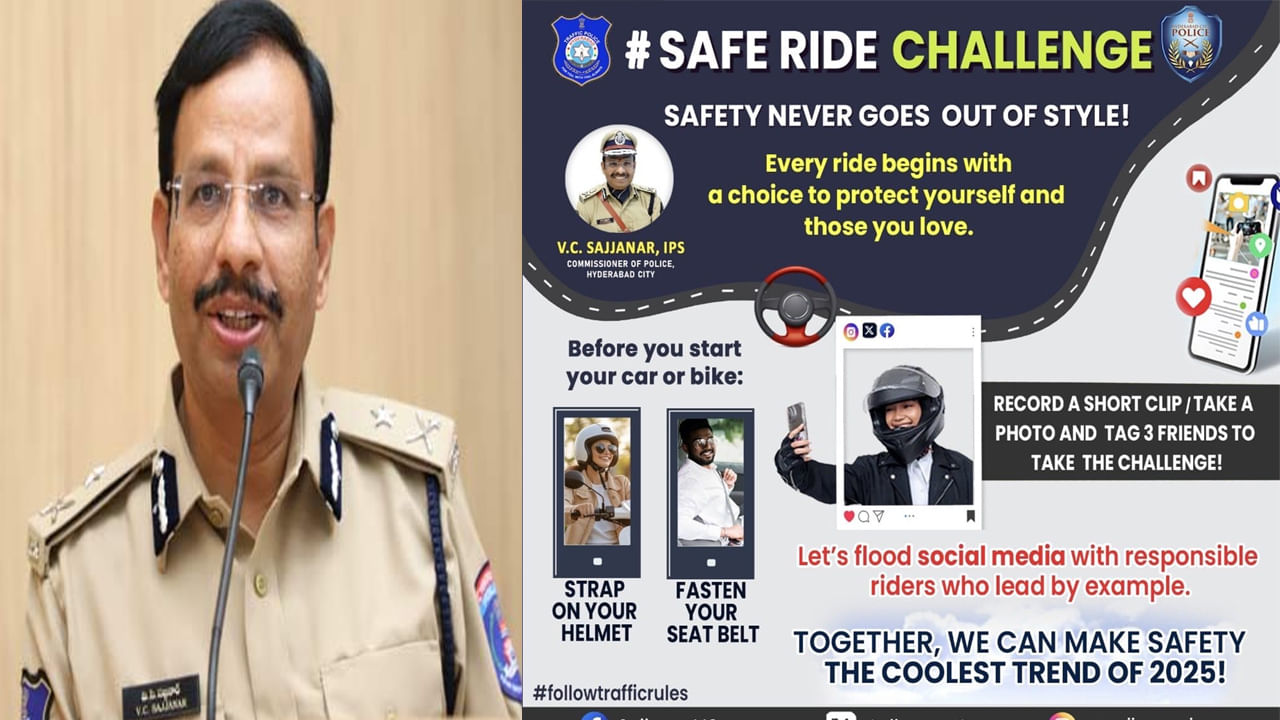 Safe Ride Challenge: స్టాలిన్ సినిమా తరహాలో వాహనదారులకు హైదరాబాద్ సీపీ సజ్జనార్ సరికొత్త ఛాలెంజ్