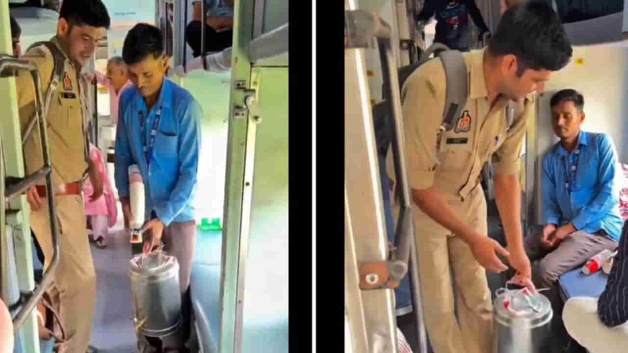Viral Video: రైలులో టీ అమ్ముతూ అలసి నిద్రపోయిన వ్యక్తి.. మానవత్వాన్ని చూపించిన పోలీస్