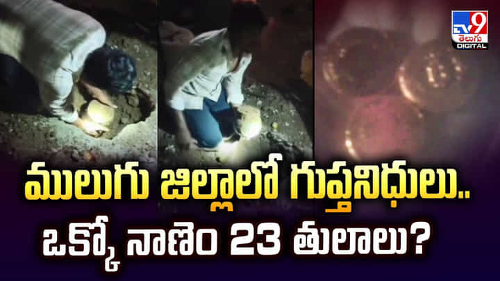 ములుగు జిల్లాలో గుప్తనిధులు.. ఒక్కో నాణెం 23 తులాలు ?? ములుగు జిల్లాలో గుప్తనిధులు.. ఒక్కో నాణెం 23 తులాలు ??