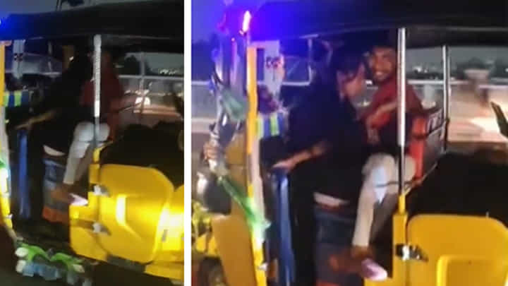 Hyderabad: హైదరాబాద్ రోడ్లపై ఆటోడ్రైవర్ ముద్దులాట.. జనాలు చూస్తున్నా సోయిలేకుండా Hyderabad: హైదరాబాద్ రోడ్లపై ఆటోడ్రైవర్ ముద్దులాట.. జనాలు చూస్తున్నా సోయిలేకుండా