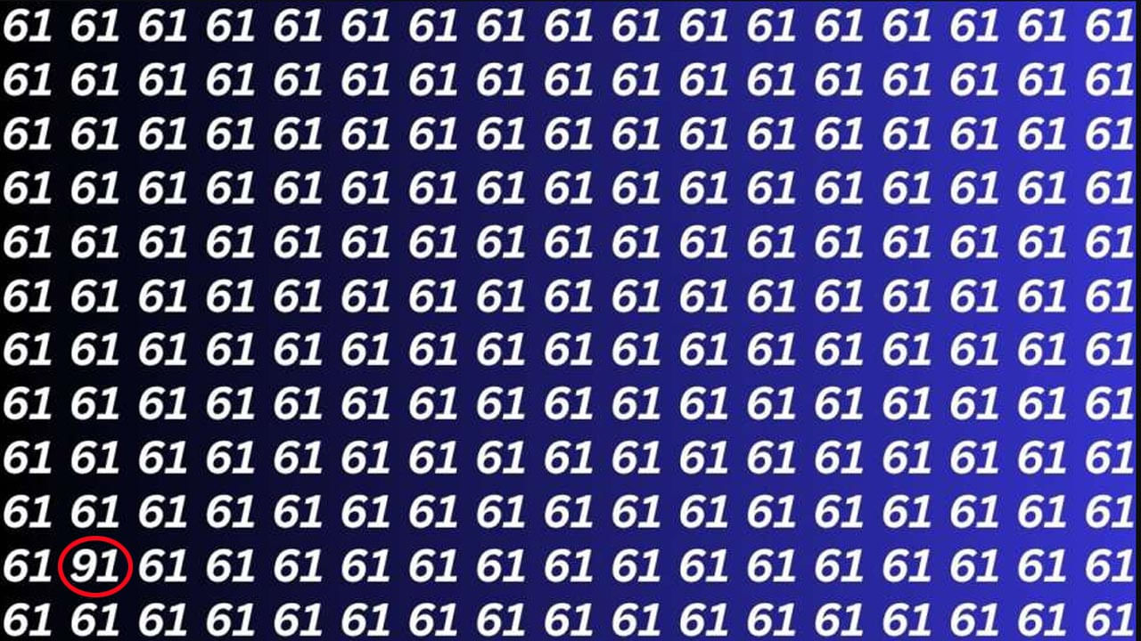 మీకు ఇచ్చిన పై ఫొటోలో లాస్ట్ నుంచి రెండో లైనులో రెండోది 91. ఇదే సమాధానం. ఇక ఈ మధ్య ఇలాంటి ఆప్టికల్ ఇల్యూషన్స్ నెట్టింట తెగ వైరల్ అవుతున్నాయి. ఇవి మానసిక ఉల్లాసాన్ని అందించడమే కాకుండా, మెదడు పనితీరును మెరుగు పరచడంలో కూడా కీలక పాత్ర పోషిస్తున్నాయి.