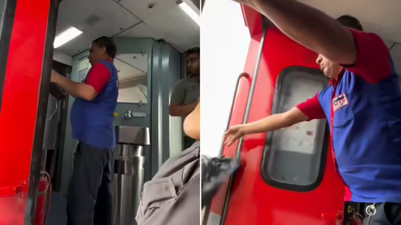 ఇదేం పనిరా సామీ..! రైలు సాఫ్ చేయమంటే పట్టాలు పాడుచేస్తున్నావ్..