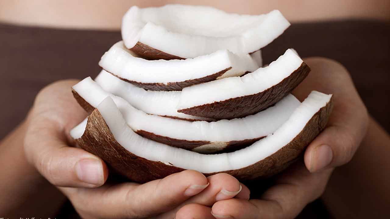 ఊబకాయం: స్థూలకాయంతో బాధపడేవారికి పచ్చి కొబ్బరి ప్రయోజనకరంగా ఉంటుంది. పచ్చి కొబ్బరి తినడం ఆకలిని నియంత్రించడంలో, బరువు తగ్గడాన్ని ప్రోత్సహించడంలో సహాయపడుతుంది. పచ్చి కొబ్బరిలో ఫైబర్, ఆరోగ్యకరమైన కొవ్వులు ఉంటాయి. ఇవి బరువు తగ్గడానికి ప్రయోజనకరంగా ఉండవచ్చు.