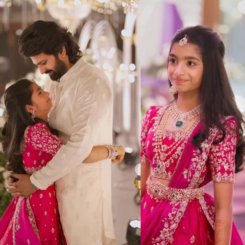 ఇటీవల తన కూతురు హాఫ్ సారీ వేడుకకు సంబంధించిన ఫోటోస్, వీడియోస్ సోషల్ మీడియాలో తెగ వైరలవుతున్నాయి. శ్రీవిష్ణు కూతురిని చూసి జనాలు ఆశ్చర్యపోతున్నారు. తమ హీరోకు ఇంత పెద్ద కూతురు ఉందా అంటూ కామెంట్స్ చేస్తున్నారు.