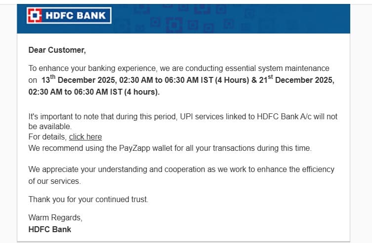 HDFC Service Down