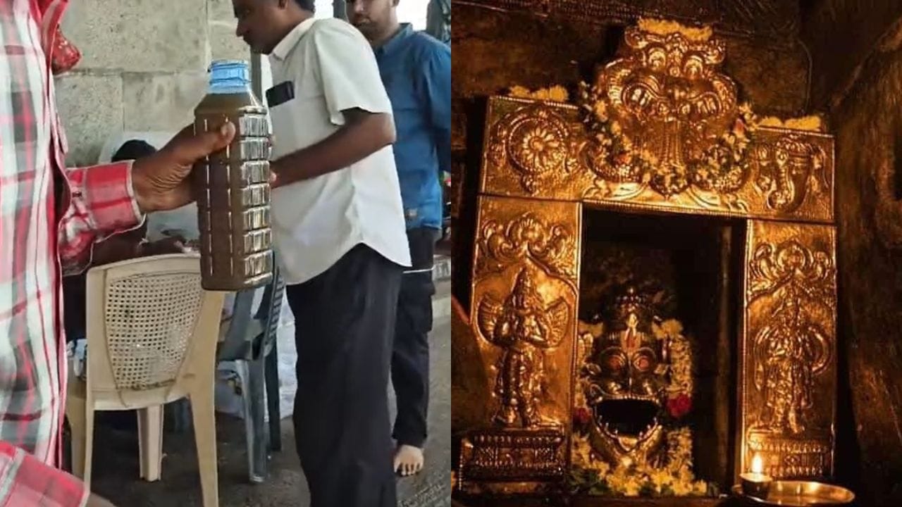 బిందెలకు బిందెలు పానకం తాగేస్తున్న నరసింహ స్వామి.. భక్తితో సమర్పిస్తున్న జనాలు.. ఎక్కడో తెలుసా?