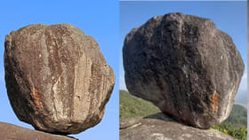 పర్వతం అంచున భీముని రాయి.. గాలికి కదులుతున్నా పడిపోని అద్భుతం..