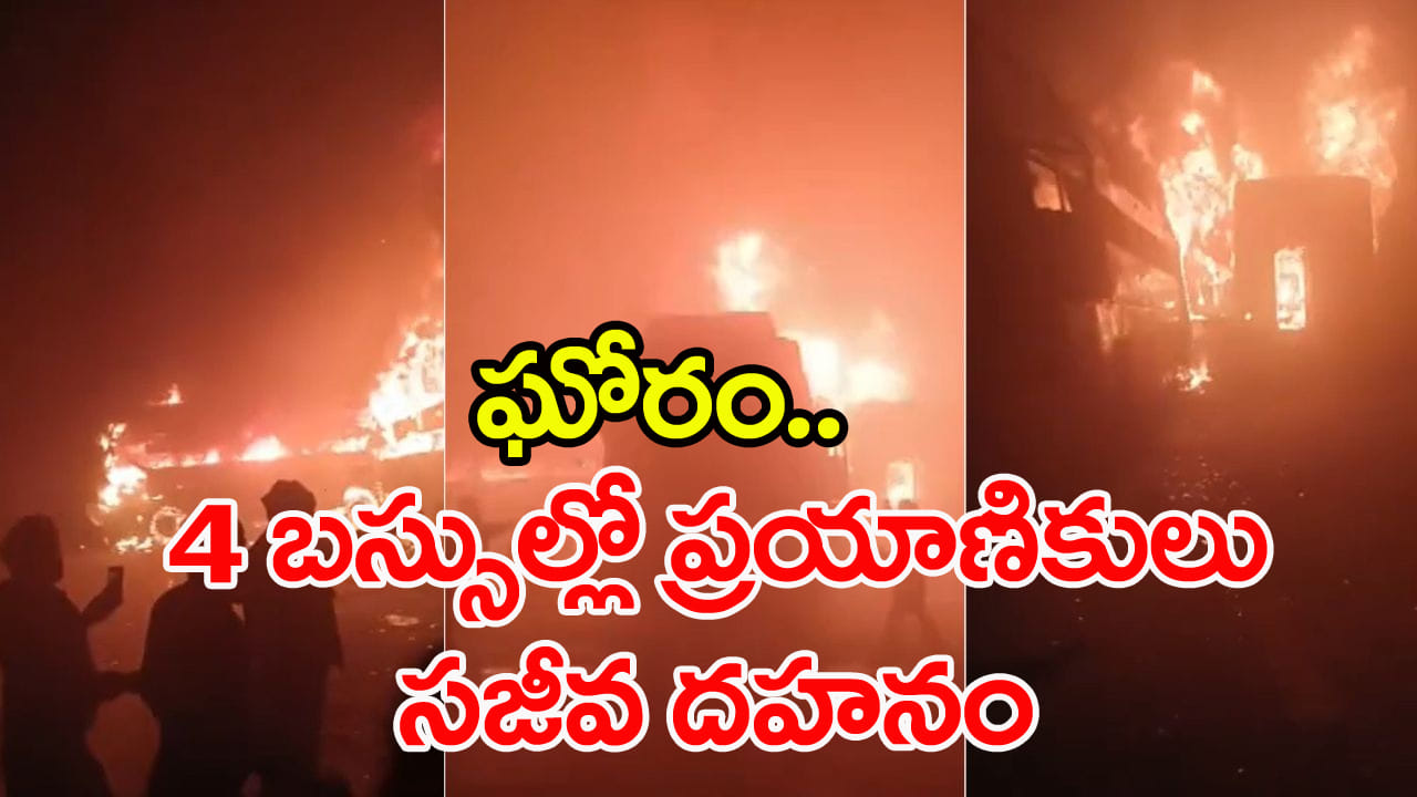 Watch Video: తెల్లవారుజామున దారుణం.. 4 బస్సుల్లో ప్రయాణికుల సజీవ దహనం! వీడియో వైరల్