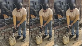 ఎంత ధైర్యం రా.. ఇంట్లోనే పెట్రోల్ పంపు తెరిచాడు..!