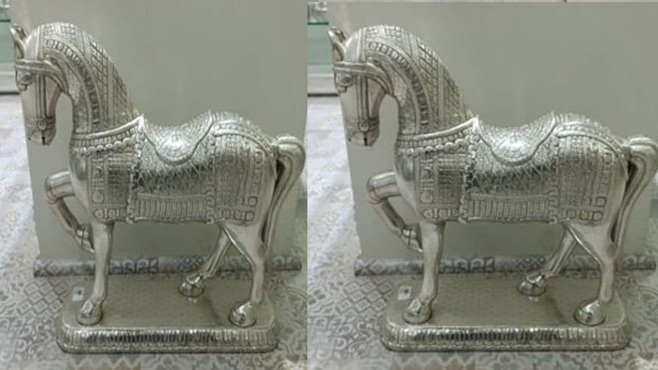 సిల్వర్ హార్స్: ఈ వెండి గురాన్ని మహారాష్ట్ర కళాకారులు చేతితో తయారు చేశారు. భారతదేశ లోహపు హస్తకళల సంప్రదాయాల గొప్పదనాన్ని ప్రదర్శిస్తుంది. భారత్ - రష్యాలో గుర్రం అంటే గౌరవం, ధైర్యం. ఇది రెండు దేశాల భాగస్వామ్యం ఎప్పుడూ ముందుకు సాగుతుందని చెప్పడానికి ఒక ఉదాహరణ.
