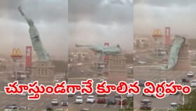 చూస్తుండగానే కుప్పకూలిన.. స్టాచ్యూ ఆఫ్ లిబర్టీ ప్రతిరూపం