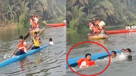 కయాకింగ్ బోట్‌ బోల్తా.. జిల్లా కలెక్టర్‌కు తప్పిన ముప్పు!