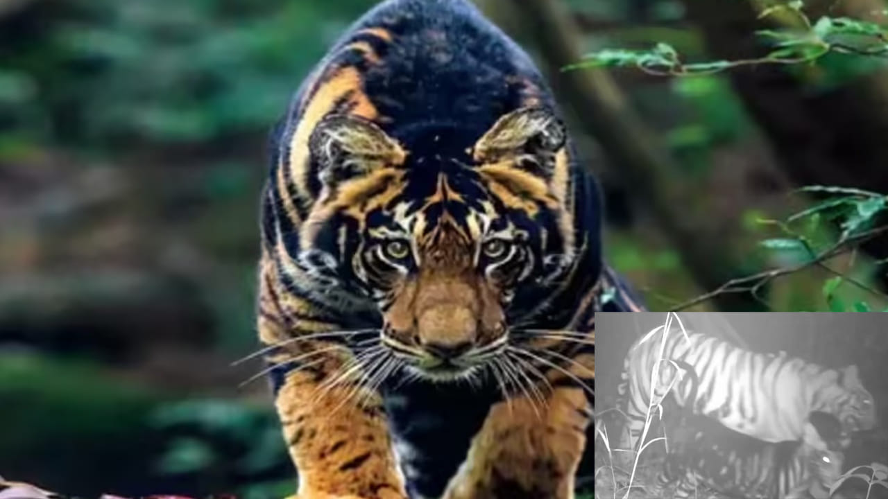 వావ్ అమేజింగ్.. 50 ఏళ్ల తర్వాత కెమెరాకు చిక్కిన అరుదైన బ్లాక్ టైగర్.. ఎక్కడో తెలుసా..?