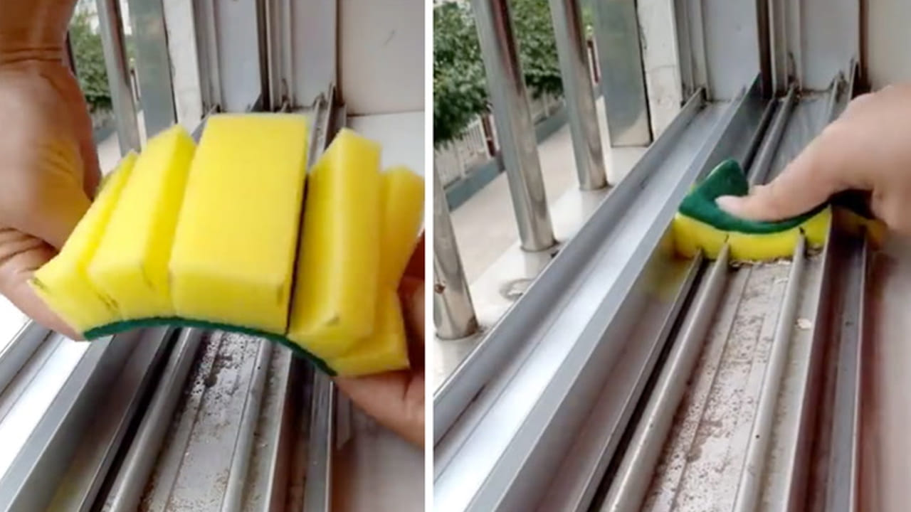 స్పాంజితో శుభ్రం చేయండి: ఒక సాధారణ స్పాంజ్ తీసుకొని స్లైడింగ్ ట్రాక్ పై తుడవండి. స్పాంజ్‌తో ట్రాక్ ఇనుప కడ్డీలను క్లీన్‌ చేయటానికి పెన్‌తో మార్క్‌ చేసుకోండి. ఇప్పుడు కట్టర్ సాయంతో స్పాంజ్ ను మార్కుల ప్రకారం కత్తిరించుకోవాలి.. దీనివల్ల స్పాంజ్ ట్రాక్ ఆకారానికి సరిగ్గా సరిపోతుంది. ఇలా తుడిచారంటే.. అన్ని వరుసలలోని మురికి ఒకేసారి బయటకు వస్తుంది.