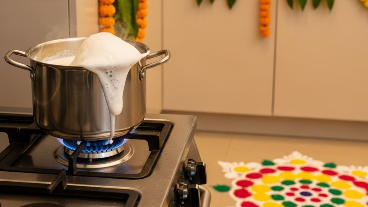 ఇక హిందూ సంప్రదాయం ప్రకారం, పాలు చాలా పవిత్రమైనవి. ఇవి సౌభాగ్యానికి గుర్తు. అందువలన కొత్త ఇంటిలో సుఖ సంతోషాలు నెల కొనాలి అని, తొలి వంట చేసే సంకేతంగా వంటగదిలో పాలు పొంగిస్తారంట.  పాల పొంగు అనేది ఆనందం, ఐశ్వర్యం, శ్రేయస్సును సూచిస్తుందని చెబుతున్నారు పండితులు.