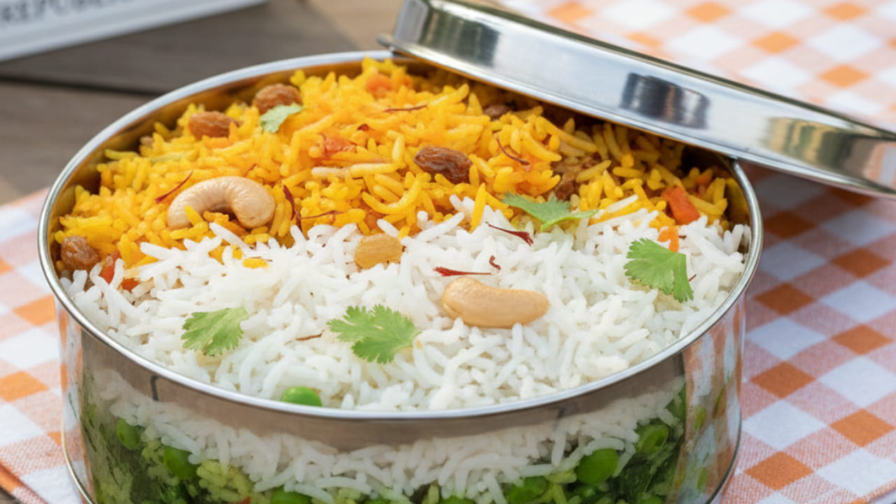 రైస్‌తో కూడా త్రివర్ణ పులావ్ చేయవచ్చు. దీని కోసం బియ్యాన్ని మూడు భాగాలుగా చేసుకోవాలి. తర్వాత ఒక భాగానికి బఠానీ పాలకూర పేస్ట్ వేసి, మరొక భాగానికి కుంకుమ పువ్వు, క్యారెట్ తడ్కా వేయాలి. ఈ మూడింటిని ఒకదానిపై ఒకటి వేసి, బౌల్‌లో వేయాలి అంతే. త్రివర్ణ పులావ్ రెడీ.