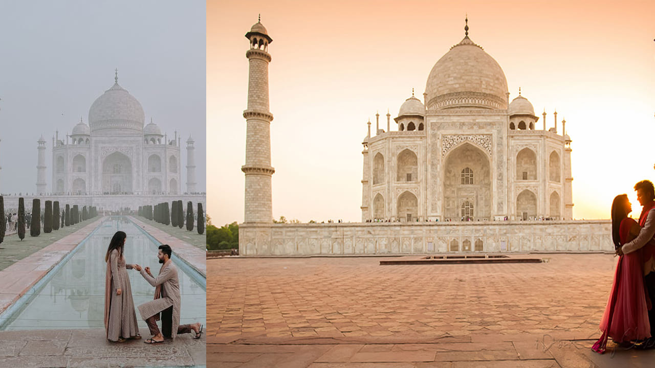 అగ్రా, ఢిల్లీ : ప్రేమకు చిహ్నంగా భావించే తాజ్ మహాల్‌ను లవర్స్ డే రోజు ఎంతో మంది సందర్శి్స్తుంటారు. ప్రేమికుల రోజున మీ భాగస్వామిని ఆనందపరచాలి అంటే తప్పకుండా ఈ ప్రదేశానికి వెళ్లాల్సిందే.  అందమైన చార్మినార్ వెలుగుల మధ్య మీ ప్రేమను వ్యక్త పరచడం చాలా అద్భుతంగా ఉంటుంది.