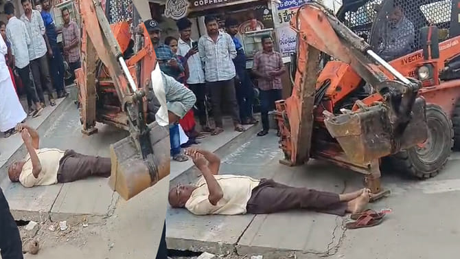 1/3 కాఫీ ఇవ్వలేదని హోటల్‌కు జేసీబీతో వెళ్లిన అధికారి.. కట్‌చేస్తే