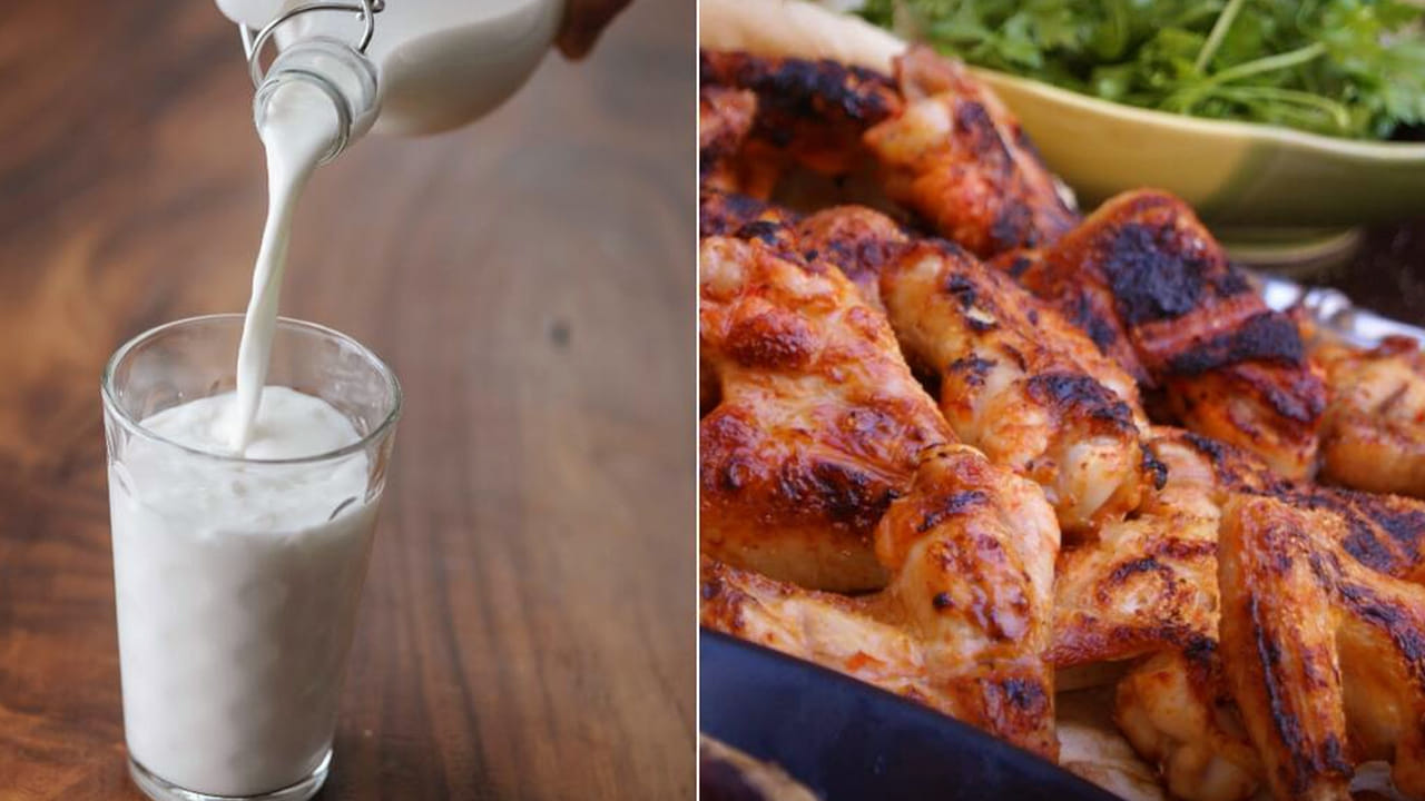 ఆయుర్వేదం చెప్పిన దాని ప్రకారం పాలు, మాంసం కలిపి తీసుకోవడాన్ని తప్పుగా చెబుతుంది. ఎందుకంటే, ఇక్కడ ఆహారాలకు 
 శక్తి వేరుగా ఉంటుంది. పిత్త, కఫ వంటి సమస్యలు వచ్చే అవకాశం ఉందని చెబుతుంది. 