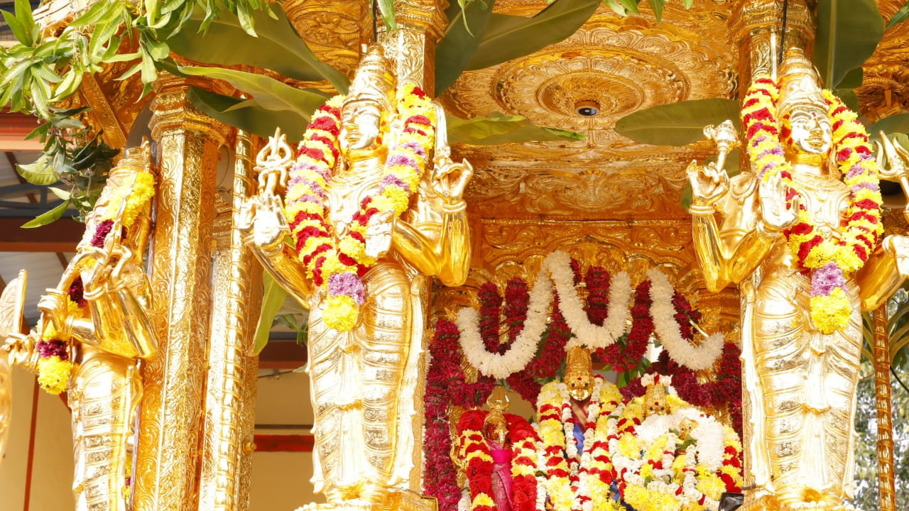 నంద్యాల జిల్లా శ్రీశైల మహా క్షేత్రంలో ఆరుద్రా నక్షత్రాన్ని పురస్కరించుకుని  శ్రీస్వామి అమ్మవార్లకు స్వర్ణ రథోత్సవం వైభవంగా జరిగింది.  స్వర్ణ రథోత్సవంలో పాల్గొన్న దేవస్థానం చైర్మన్ రమేష్ నాయుడు,ఈఓ శ్రీనివాస రావు దంపతులు పాల్గొని వేడుకను ఘనంగా నిర్వహించారు. ప్రస్తుతం దీనికి సంబంధించిన ఫొటోలు నెట్టింట తెగ వైరల్ అవుతున్నాయి. 