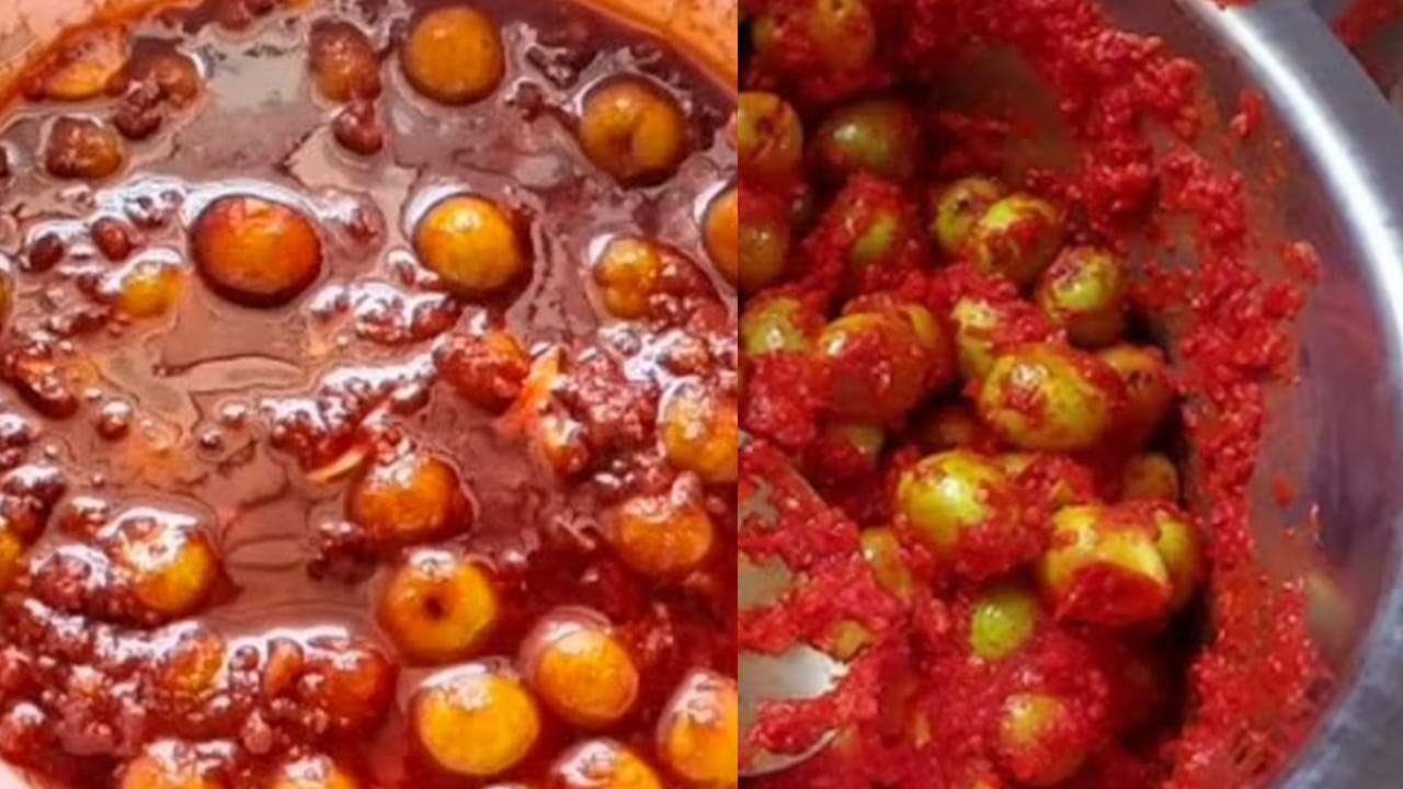 ఇప్పుడు రోటిలో  రేగి పండ్లు, బెల్లం, చింతపండు, ఒక టీ స్పూన్ కారం, రుచికి సరి పడా ఉప్పు, అర టీ స్పూన్ ఆవాల పొడి వేసి కచ్చా పచ్చాగా దంచుకోవాలి. ఆ తర్వాత తాలింపు కోసం పాన్ లో పోపు గింజలు, ఆవాలు, ఎండు మిర్చి వేసి  పచ్చడిని తాలింపు పెట్టుకోవాలి. 