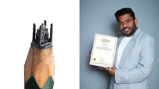 పెన్సిల్‌పై ప్రపంచంలోనే అతి చిన్న తాజ్‌ మహల్ చెక్కిన కళాకారుడు